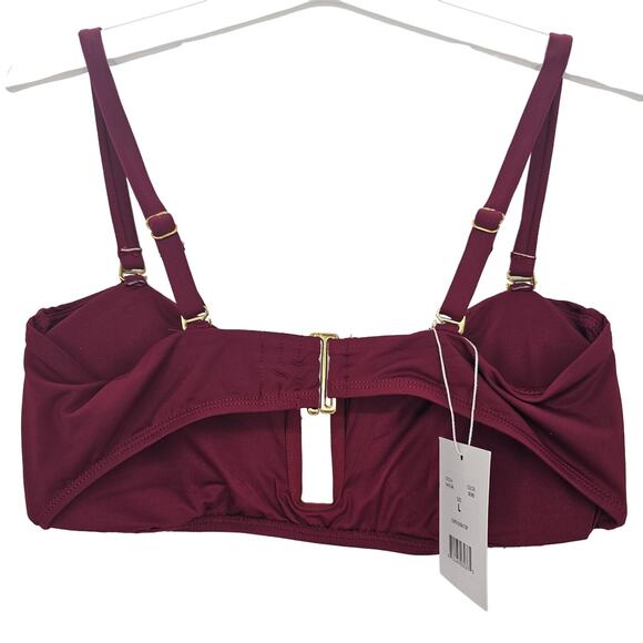 Andie Swim Womans size L The Cartagena Bikini Top in Burgundy Convertible NEW - Picture 3 of 7